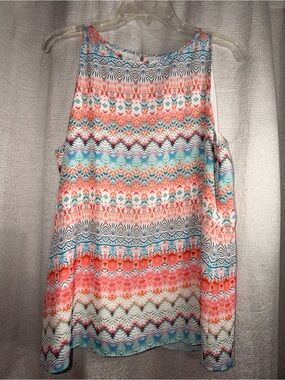 Sleeveless Multicolor Aztec Print Tank Top